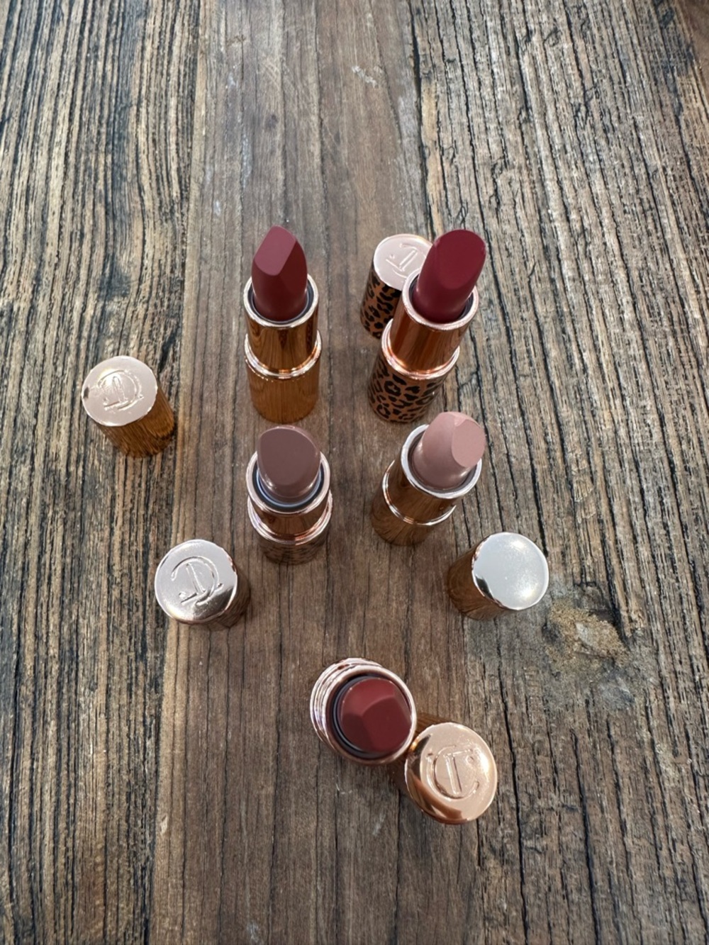 Charlotte Tilbury mini Lipstick Set — Deep Red, Mauve, Nude, Rose